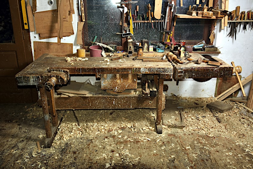 Workbench in Woodworkshop